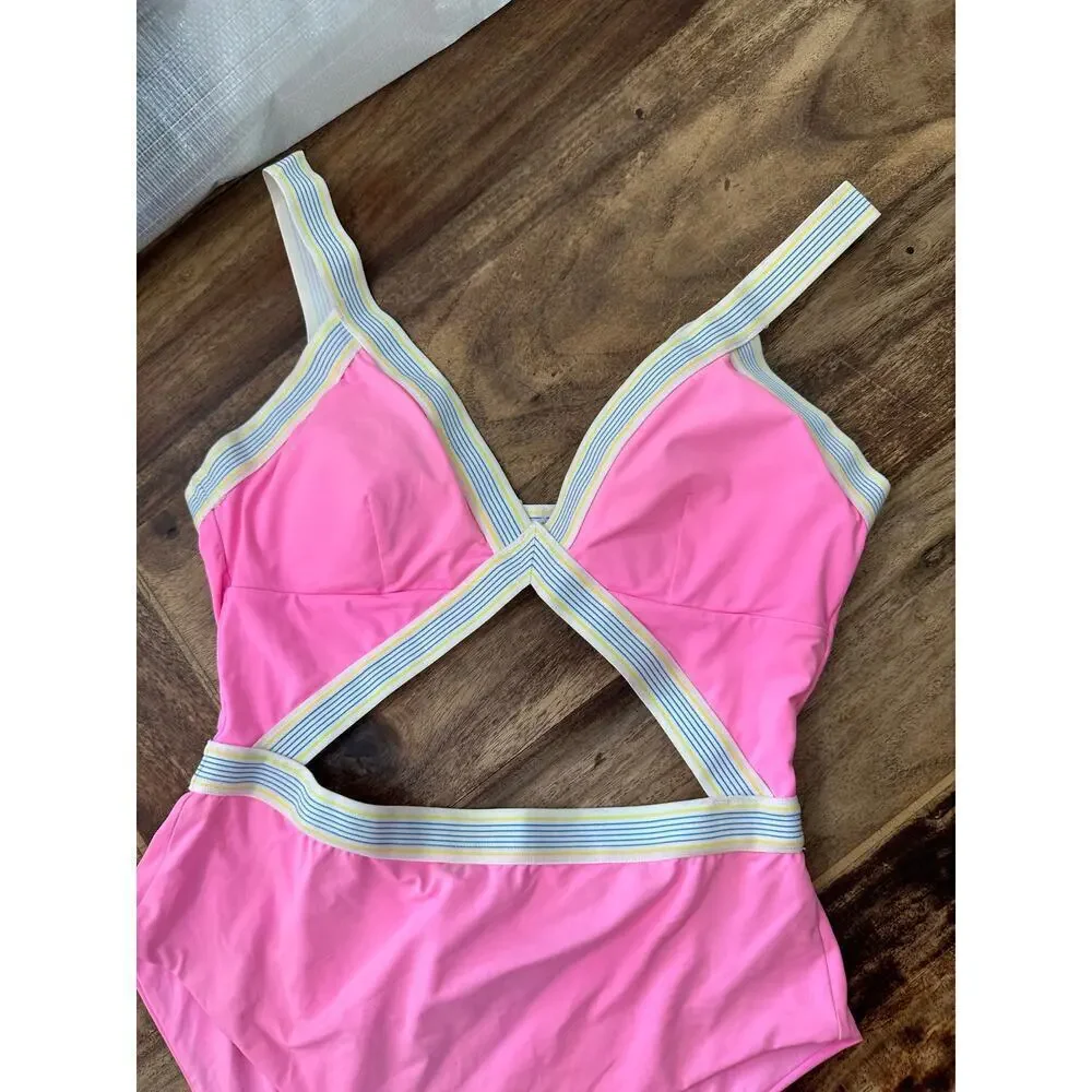 Dolce Vita Women's Pink Blue Blaire One Piece Swimsuit Size Medium